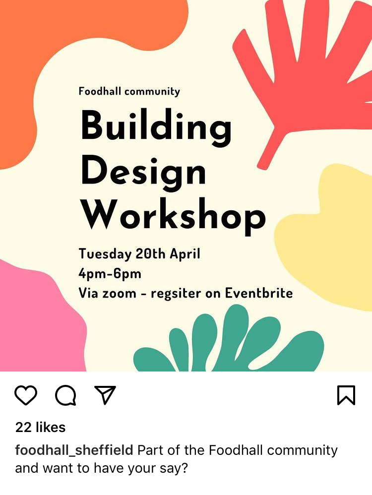 A flyer posted on social media advertising a Building Design Workshop